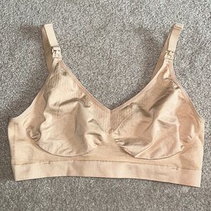 Unlined nursing maternity bra. Beige, size large.